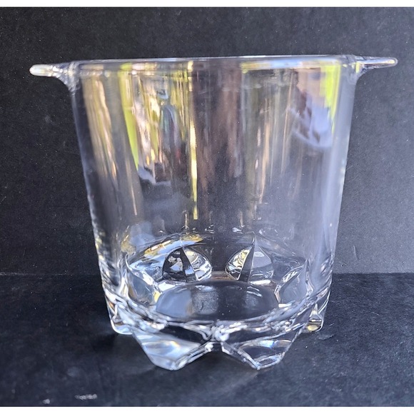 Borgonovo Other - Vintage Made in Italy 1960's‎ Clear Glass Ice Bucket Faceted Base Tab Handles